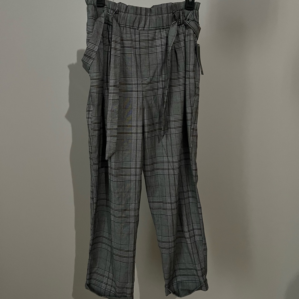 target wild fable black and white checkered pant with belt size medium